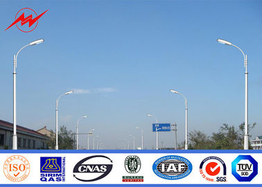 Polygonal Single Cross Arm Steel Galvanised Street Light Pole supplier