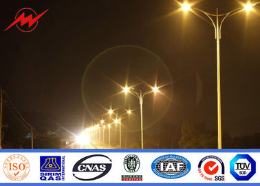 11m Outdoor Square Galvanized Parking Lot Light Pole With Double Arms supplier