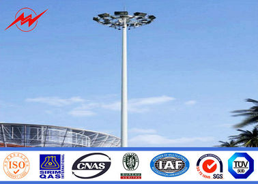 Stadium Lighting 36.6 Meters Galvanized High Mast Light Pole With 600kg Raising System supplier