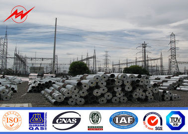 14M Galvanized Steel Transmission Pole 8 Sides Sections 4mm Wall Thickness supplier