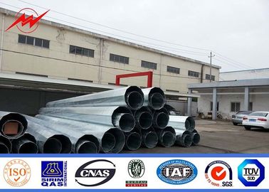 26.5M 5mm Steel Thickness Galvanized Steel Light Tension Electric Pole With Steel Channel Cross Arm supplier