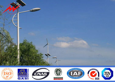 Solar Power System Street Light Poles With Single Arm 9m Height 1.8 Safety Factor supplier