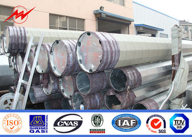 Africa Transmission Line Galvanized Steel Power Pole With Cross Beams 10KV - 220KV supplier