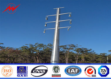 115KV 75Feet Tapered Round Steel Utility Power Poles / Galvanized Steel Pole supplier