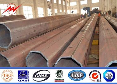 Transmission Line Galvanized Steel Pole / 132KV 16m steel tubular pole supplier