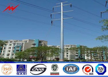 AWS D 1.1 69kv Steel Tubular Electric Power Pole With Galvanized  Cross Arm supplier