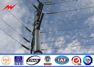 Polygonal 80ft 69kv Metal Steel Electricity Distribution Poles With Mast Galvanized Structure supplier