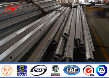 Octagonal Steel Electric Transmission Poles , Galvanized Metal Utility Poles supplier