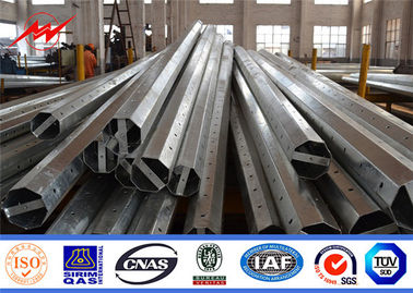 Octagonal Steel Electric Transmission Poles , Galvanized Metal Utility Poles supplier