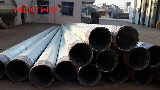 14M Steel Utility Pole for 110KV Termination Transmission with Bitumen Coating and Long Life Design supplier