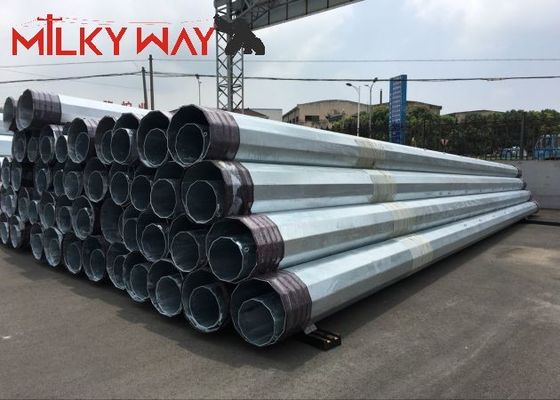 12M 16KN Steel Tubular Electric Pole For Electrical Distribution Line Transmission Project supplier