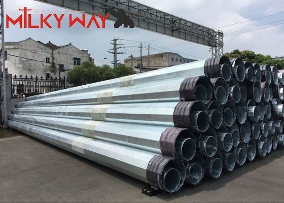 12M 16KN Steel Tubular Electric Pole For Electrical Distribution Line Transmission Project supplier