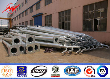 Galvanized Q235 Single Arm Street Light Poles With 3M Length Conical Light Arm supplier