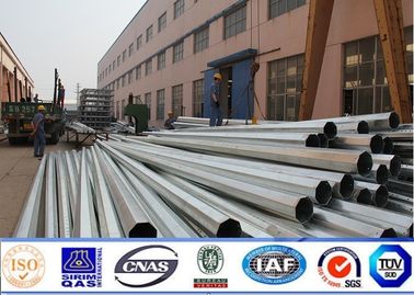 86KV Galvanized 11m Steel Power Pole , Steel Transmission Pole 3mm Thickness supplier