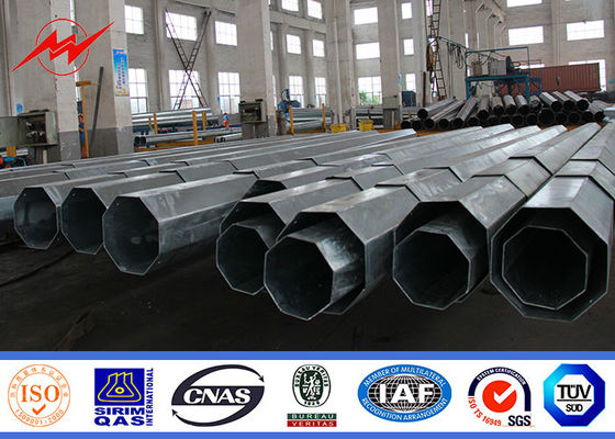 ASTM A572 GR50 15m 16m  Tubular Steel Pole For Power Distribution Line Project supplier