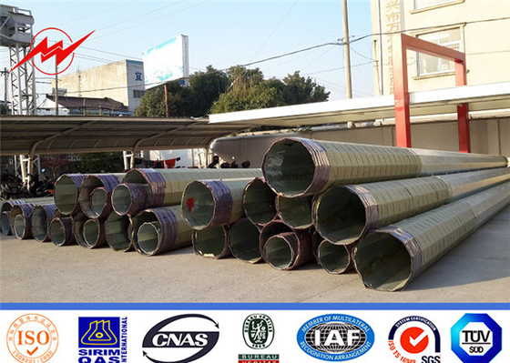 Distribution Line Electrical Power Pole 15m Wall Thickness 4mm Galvanized supplier