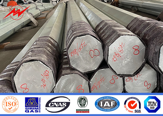 Galvanized Steel Electrical Power Pole Bitumen 20m With Cross Arms ISO 9001 supplier