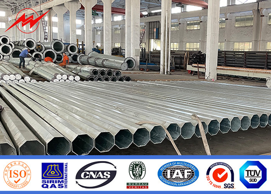 Hot Dip Galvanized Power Transmission Poles with Automatic Submerged Arc Welding Technique Durable Construction supplier