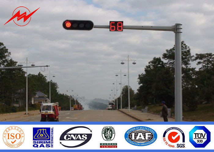 6m Traffic Light Pole Durable Single Arm Signal Road Light Pole With ...