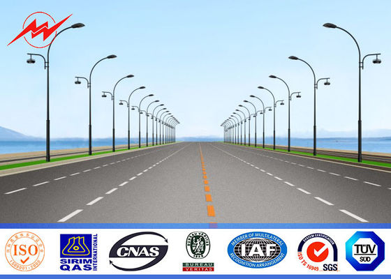 6M-12M height Street Light Pole degisn hot dip galvanized surface