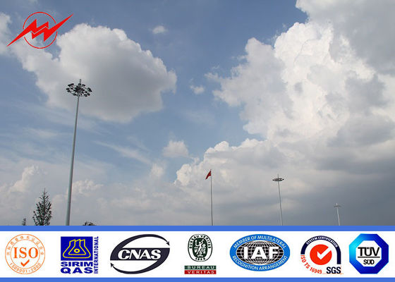 Windproof Hot Dip Galvanized High Mast Tower , Airport Metal Light Pole