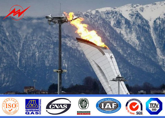 45m football stadium high mast pole lighting with lifting system