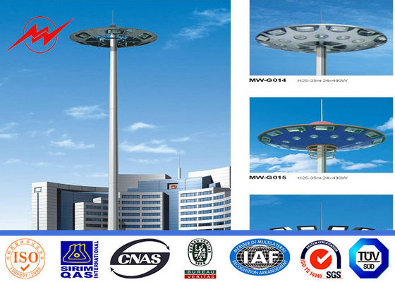 Multisided 40M 12 Lamps Galvanized High Mast Pole for Plaza Lighting with Lifting System
