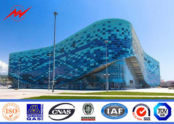 40m polygonal high mast pole sports center lighting with winch