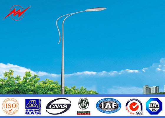 Polygonal Round cross arm Steel Street Light Poles , Outdoor Lamp Pole