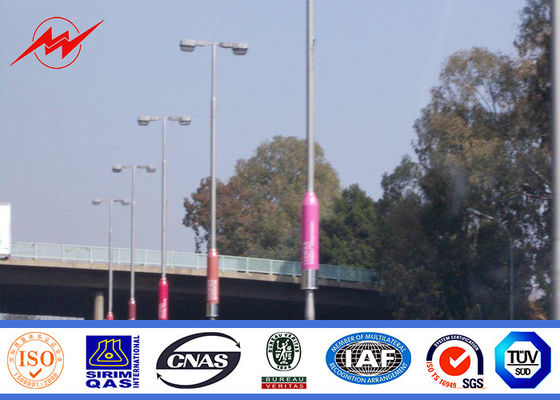Galvanized Round Tapered 6m Outdoor Light Poles Painting with Single Cross Arm