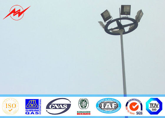 20 Meter Raising Lowering High Mast Pole , Steel Wire Cables Stadium Light Pole