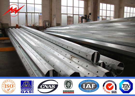 Q345 40ft 3mm Thickness Steel Utility Pole Hardware With 2m Cross Arm