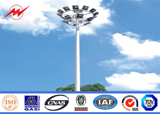 Powder Coating Flanged 20m High Mast Poles , Plaza / Garden Lighting Pole