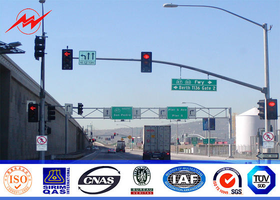 4m Seaside Freeway Traffic Sign Polyester Traffic Light Pole With Double Bracket