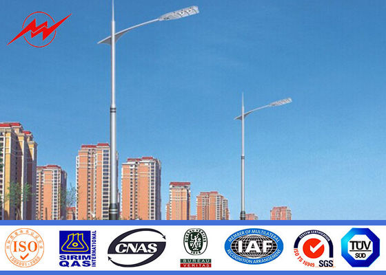 Outdoor Multi Sided Solar Street Light Poles Street Lamp Pole With 2M Cross Arm