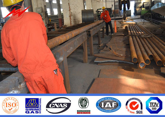 12 M 3.5mm Double Arm Street Light Poles , Steel Tubular Pole 15 Years Warrenty