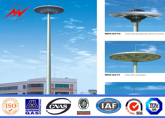 45m Galvanized High Mast Tower 100w - 5000w For Airport / Seaport , Single Or Double Arm