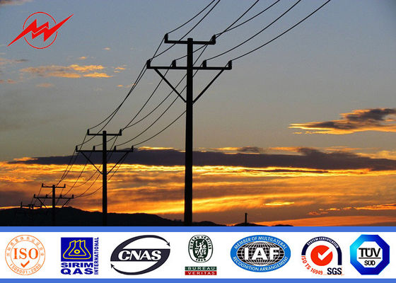90FT 132kv  Galvanized Electrical Steel Power Pole For Distribution Line