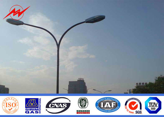 8 M Hot Dip Galvanized Q345 Street Light Poles Outdoor With Double Arm