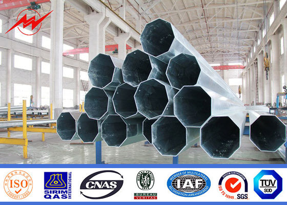 12m Polygonal steel transmission poles steel power poles With Climbing Rung
