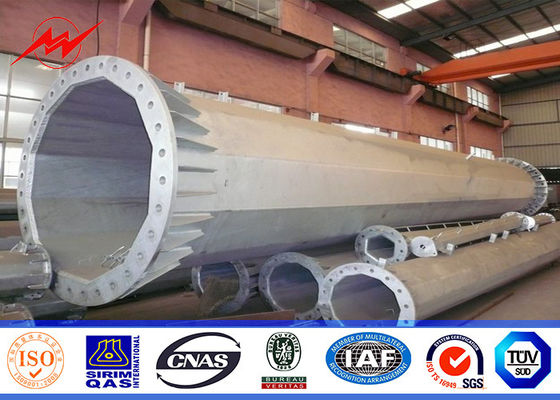 16 Sides Steel Microwave Mono Pole Tower For Mobile Transmission Line