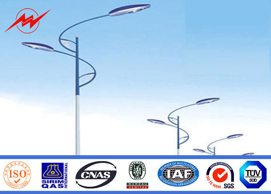 Q345 Hot DIP Galvanized Street Light Poles / Street Lamp Pole With Double Arm 12M