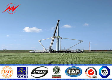 Galvanized Steel Pole For 33KV Line Transmission With Slotted Holes For Anchor Bolt