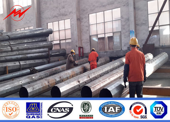 Octagonal 15m Height Tapered Steel Utility Pole With 2.75mm Thickness 850 kg Load