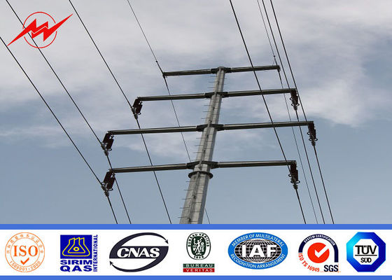 Galvanized 80ft Electrical Power Pole Distribution For 132kv 69kv Electrical Line Project