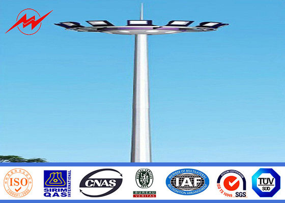 45M 80 nos LED Lights Galvanized High Mast Light Pole With Round Lantern Carriage
