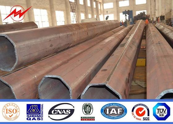 Transmission Line Galvanized Steel Pole / 132KV 16m steel tubular pole