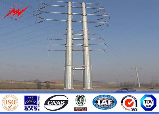 69kv 10m Hot Dip Galvanized Steel Power Pole Distribution Line Pole With Cross Arm Accessories