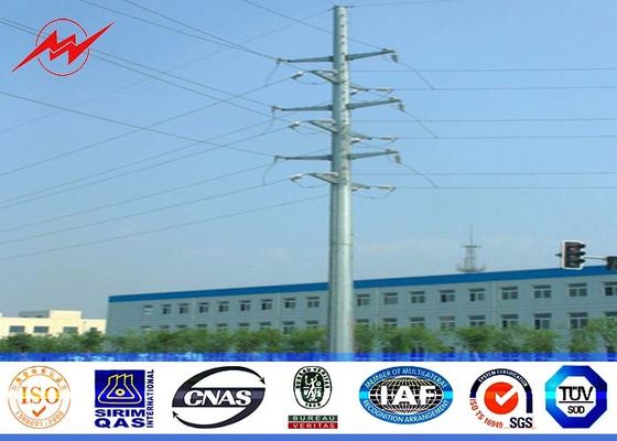 69kv 10m Hot Dip Galvanized Steel Power Pole Distribution Line Pole With Cross Arm Accessories