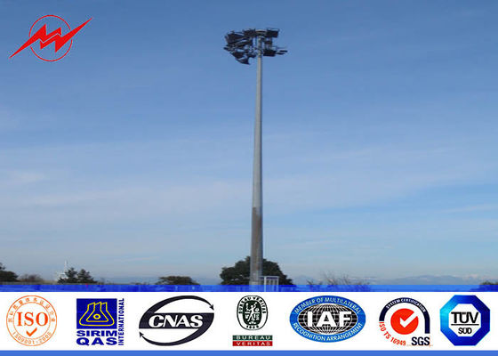 40m Steel Polygonal High Mast Flood Light Poles With 1000W LED  Light And Rasing System